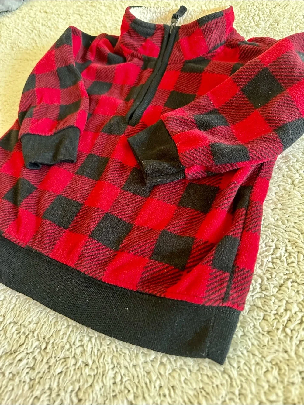 🦋Carter's Fleece Red/Black Buffalo Plaid Half-Zip Pullover